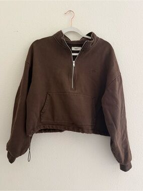 SET ACTIVE Brown Half Zip Pullover Sweatshirt Size Medium